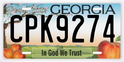 GA license plate CPK9274