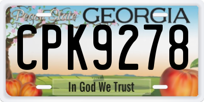 GA license plate CPK9278