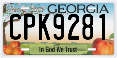GA license plate CPK9281