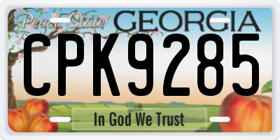 GA license plate CPK9285