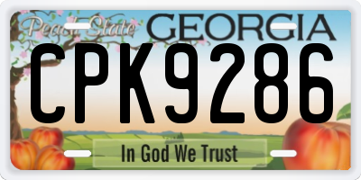GA license plate CPK9286