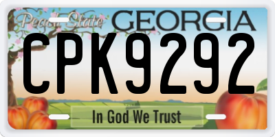 GA license plate CPK9292