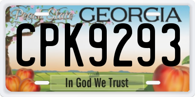 GA license plate CPK9293