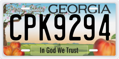 GA license plate CPK9294