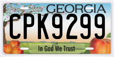 GA license plate CPK9299