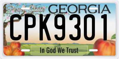 GA license plate CPK9301