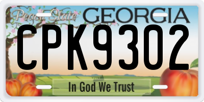 GA license plate CPK9302