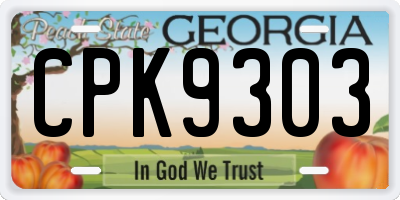 GA license plate CPK9303