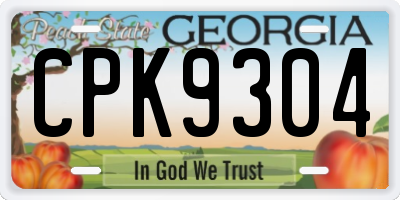 GA license plate CPK9304