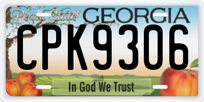 GA license plate CPK9306