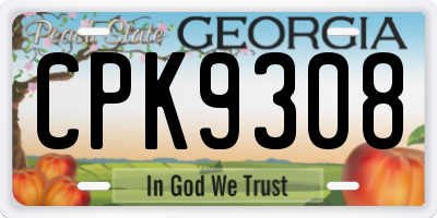 GA license plate CPK9308