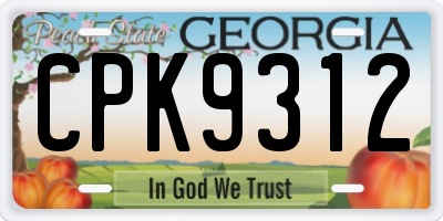 GA license plate CPK9312
