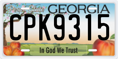 GA license plate CPK9315