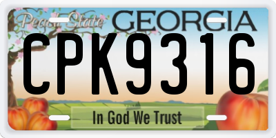 GA license plate CPK9316