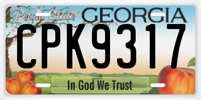 GA license plate CPK9317