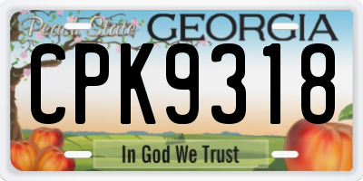 GA license plate CPK9318
