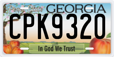 GA license plate CPK9320