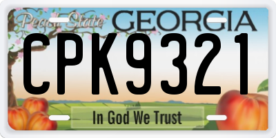 GA license plate CPK9321