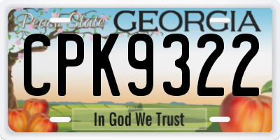 GA license plate CPK9322