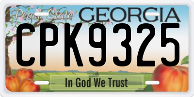 GA license plate CPK9325
