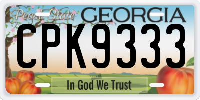 GA license plate CPK9333
