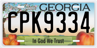 GA license plate CPK9334