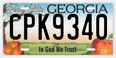 GA license plate CPK9340