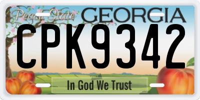 GA license plate CPK9342
