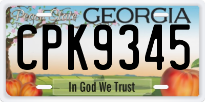 GA license plate CPK9345