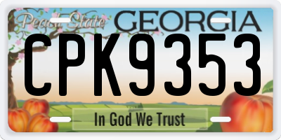 GA license plate CPK9353