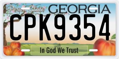 GA license plate CPK9354