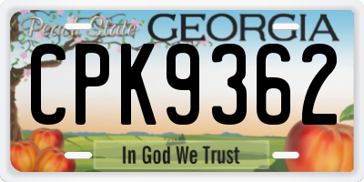 GA license plate CPK9362