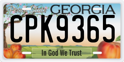 GA license plate CPK9365