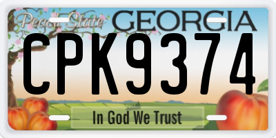 GA license plate CPK9374