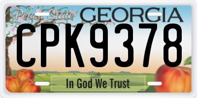 GA license plate CPK9378