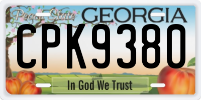 GA license plate CPK9380