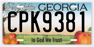 GA license plate CPK9381