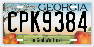 GA license plate CPK9384