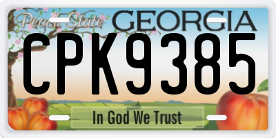 GA license plate CPK9385