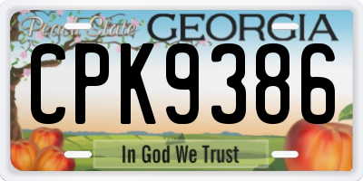 GA license plate CPK9386
