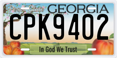 GA license plate CPK9402