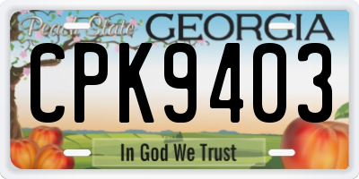 GA license plate CPK9403