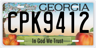 GA license plate CPK9412
