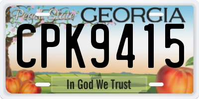 GA license plate CPK9415