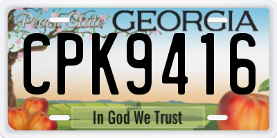 GA license plate CPK9416
