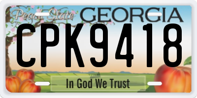 GA license plate CPK9418