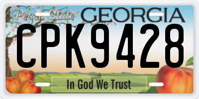 GA license plate CPK9428
