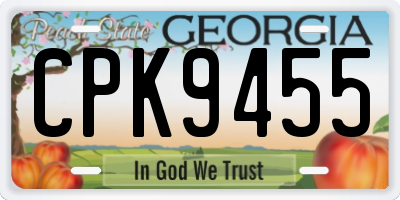GA license plate CPK9455