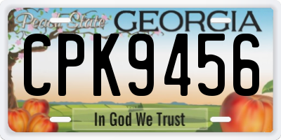 GA license plate CPK9456