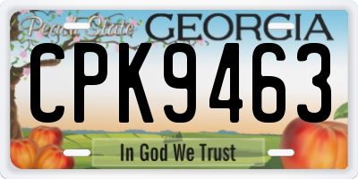 GA license plate CPK9463